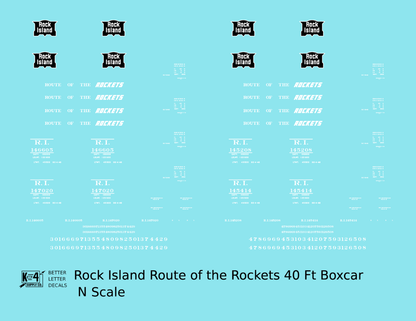 Rock Island 40 Ft Boxcar White Route Of the Rockets