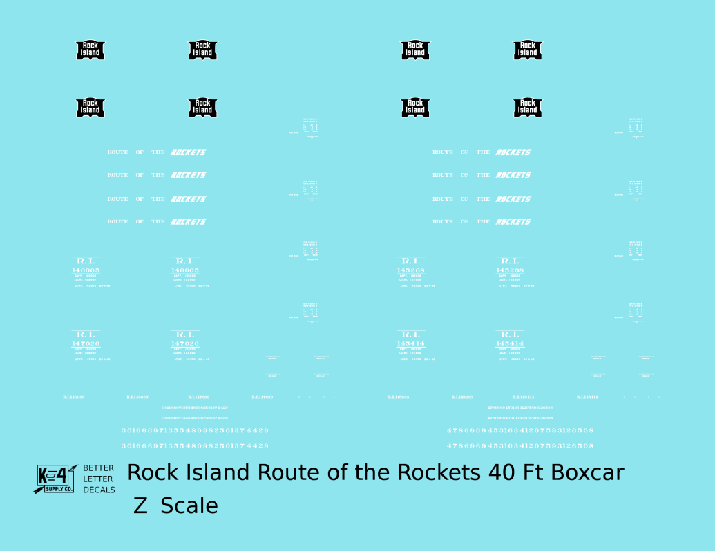 Rock Island 40 Ft Boxcar White Route Of the Rockets
