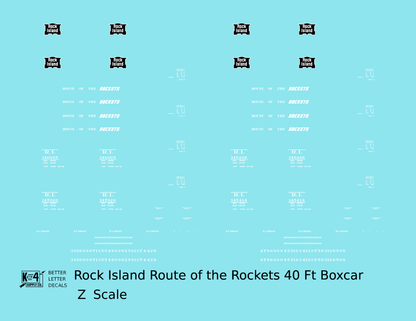 Rock Island 40 Ft Boxcar White Route Of the Rockets