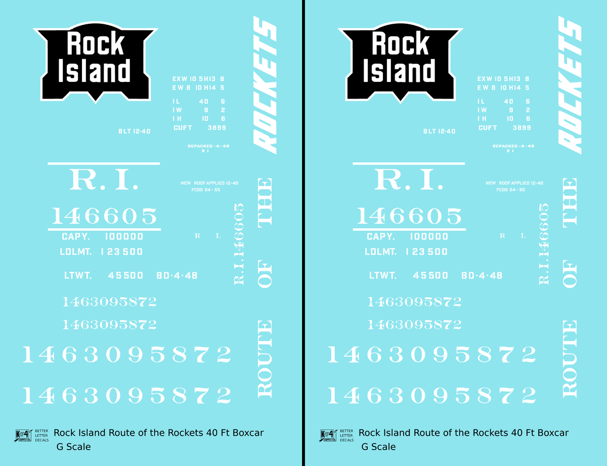 Rock Island 40 Ft Boxcar White Route Of the Rockets