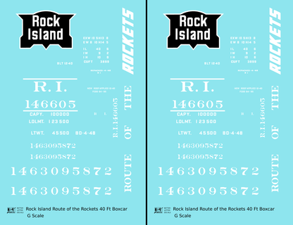 Rock Island 40 Ft Boxcar White Route Of the Rockets
