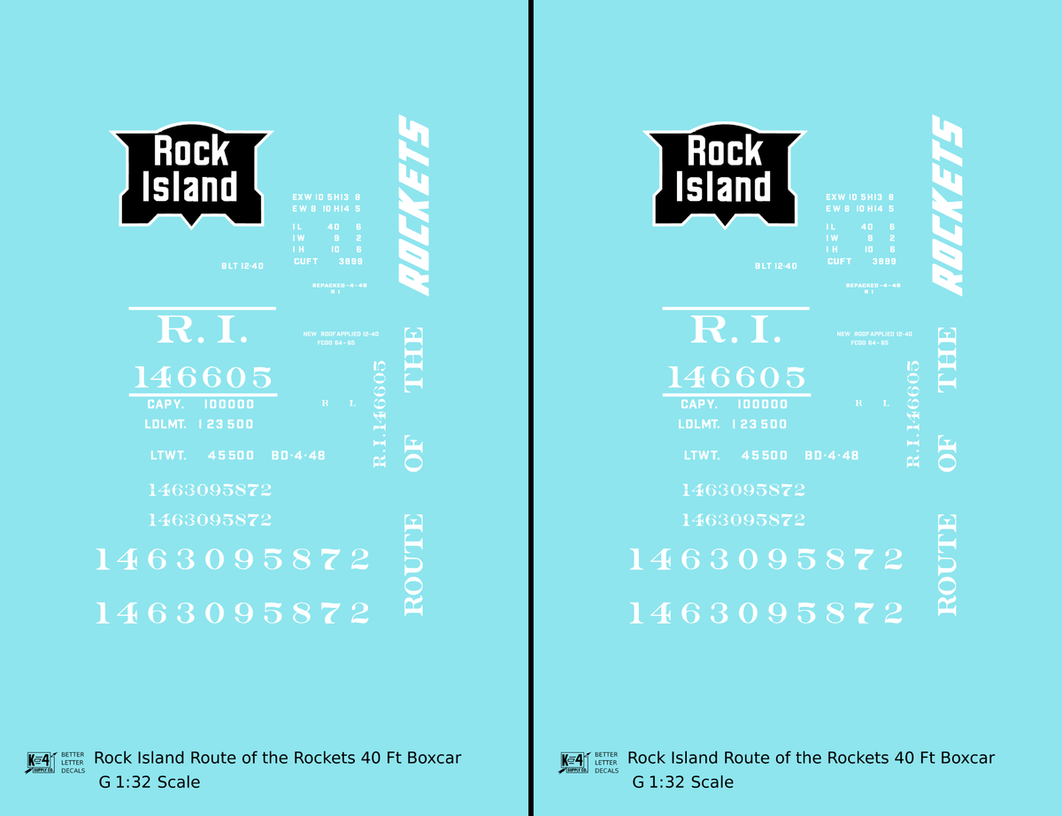 Rock Island 40 Ft Boxcar White Route Of the Rockets