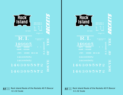 Rock Island 40 Ft Boxcar White Route Of the Rockets