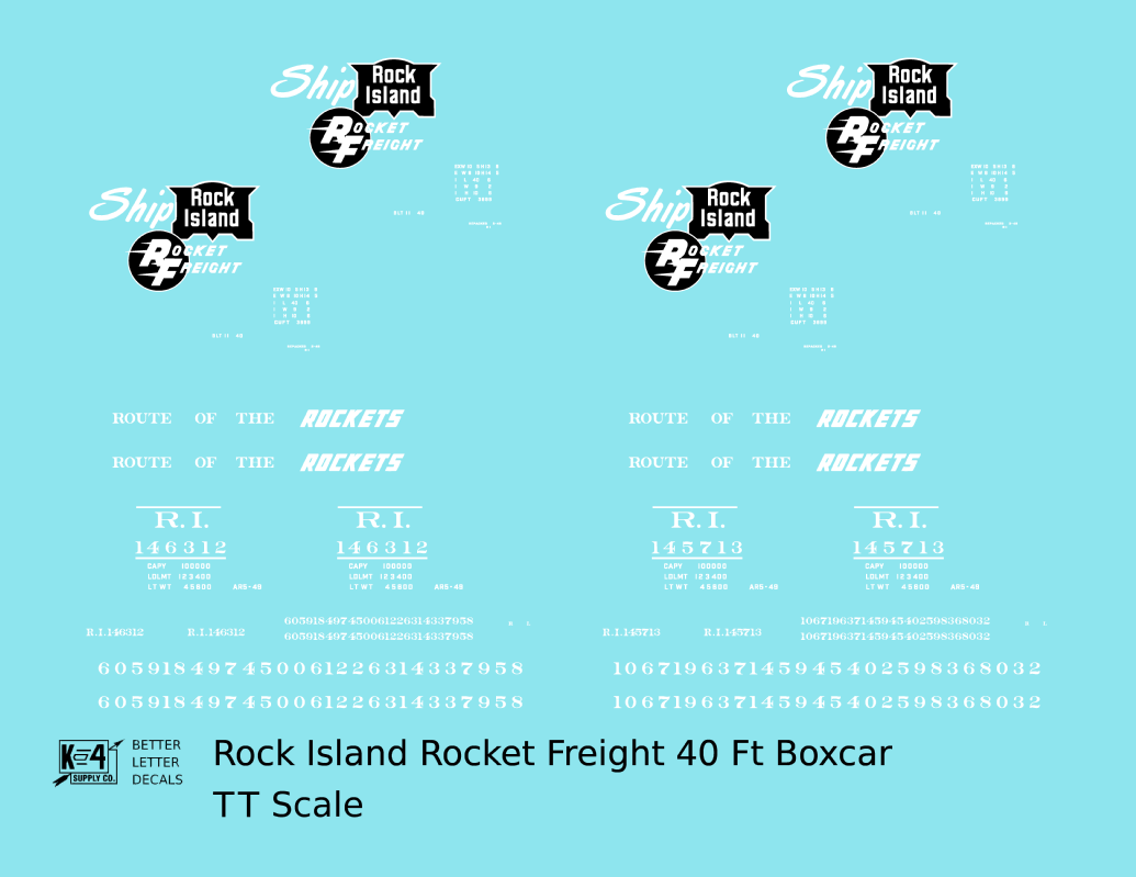 Rock Island 40 Ft Boxcar White Rocket Freight