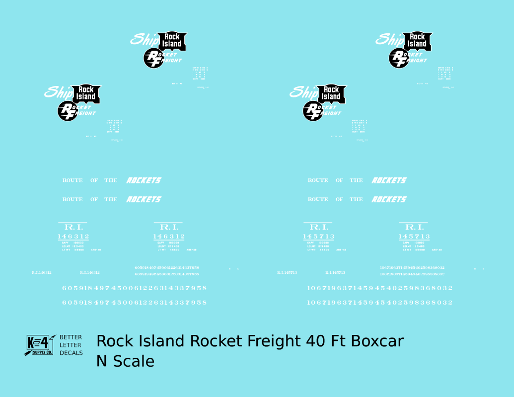 Rock Island 40 Ft Boxcar White Rocket Freight