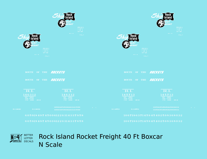Rock Island 40 Ft Boxcar White Rocket Freight