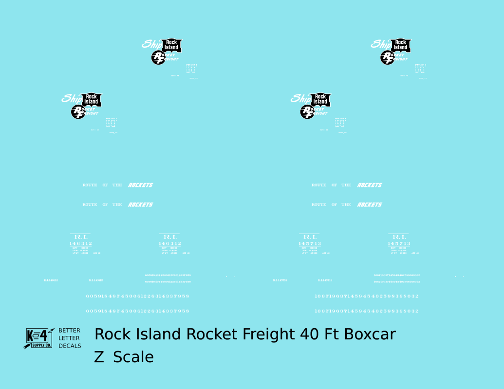 Rock Island 40 Ft Boxcar White Rocket Freight