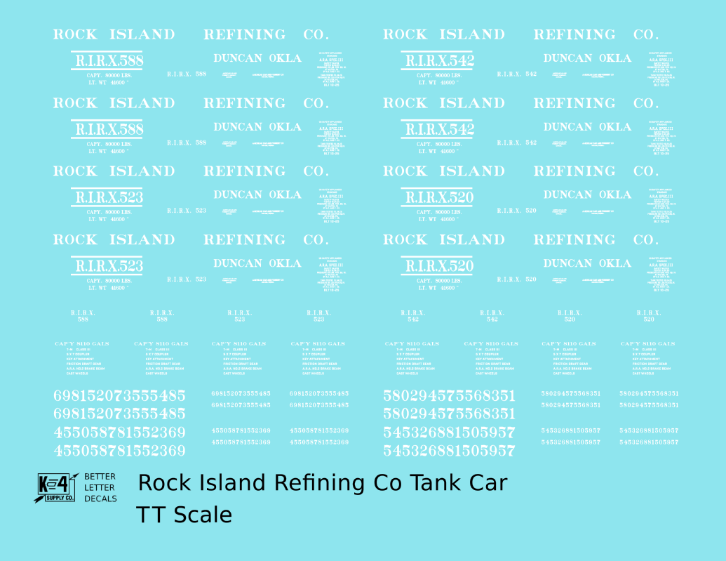 Rock Island Refining Co Duncan Oklahoma Tank Car White
