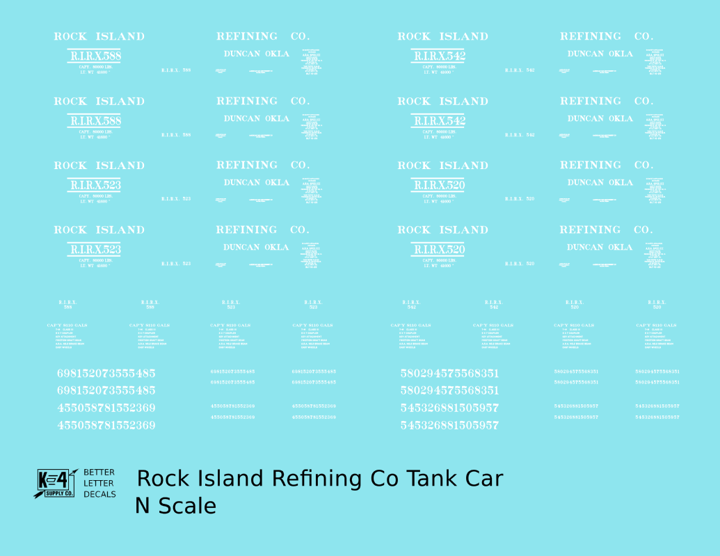 Rock Island Refining Co Duncan Oklahoma Tank Car White