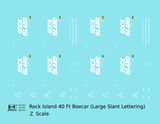 Rock Island 40 Ft Boxcar White Slant Lettering
