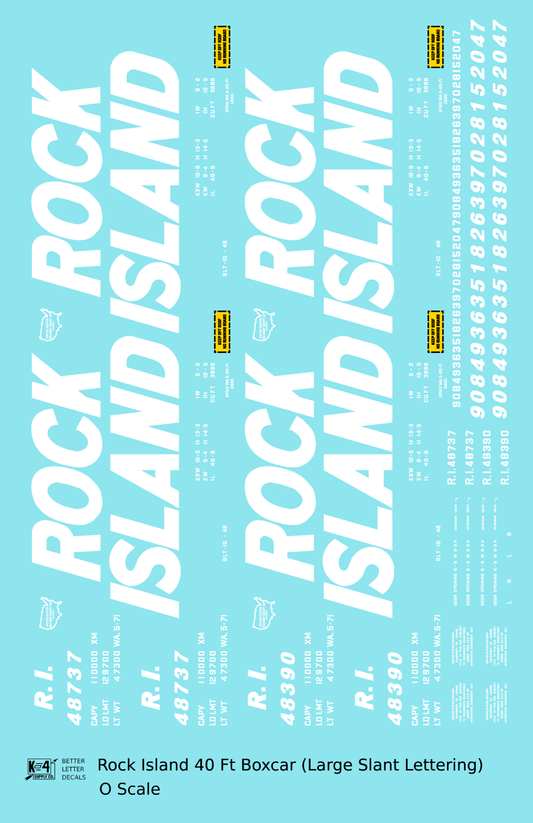 Rock Island 40 Ft Boxcar White Slant Lettering