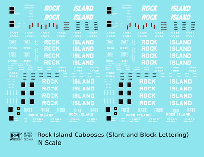 Rock Island Caboose White Slant / Block Letters