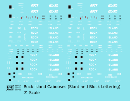 Rock Island Caboose White Slant / Block Letters