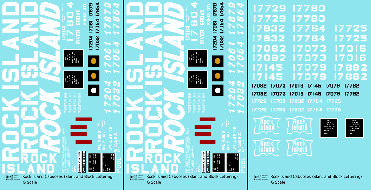 Rock Island Caboose White Slant / Block Letters