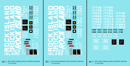 Rock Island Caboose White Slant / Block Letters