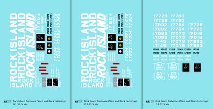 Rock Island Caboose White Slant / Block Letters