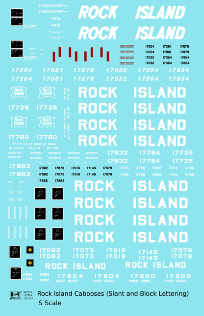 Rock Island Caboose White Slant / Block Letters
