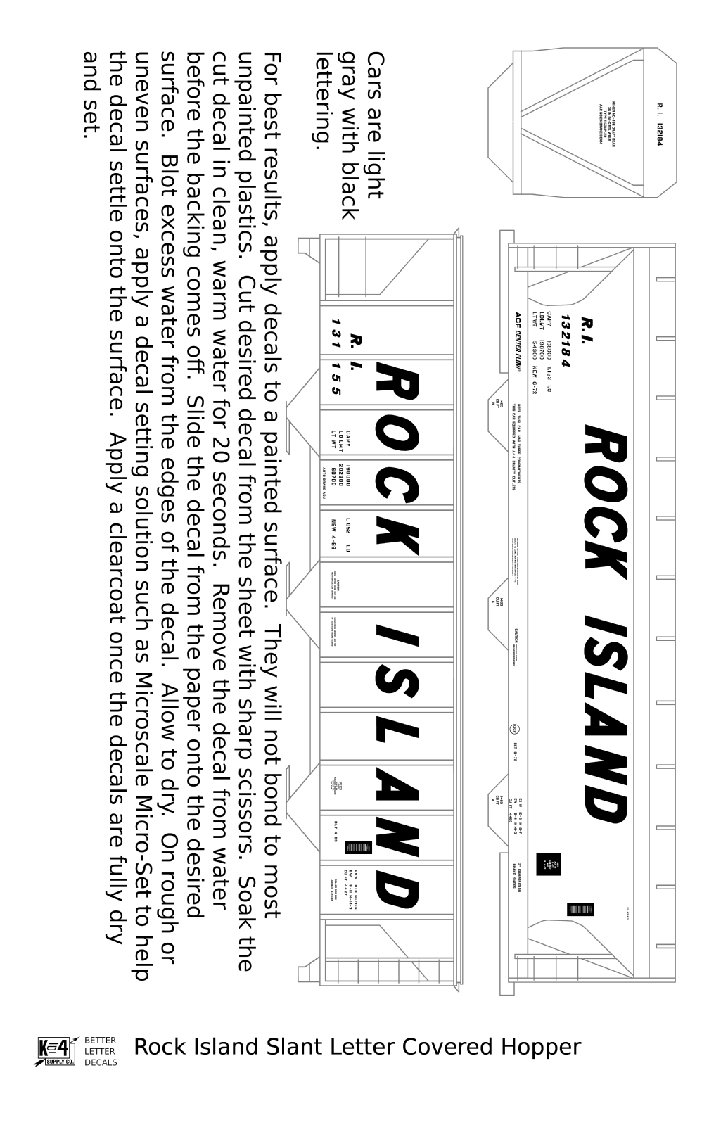 Rock Island Covered Hopper Black Slant Lettering
