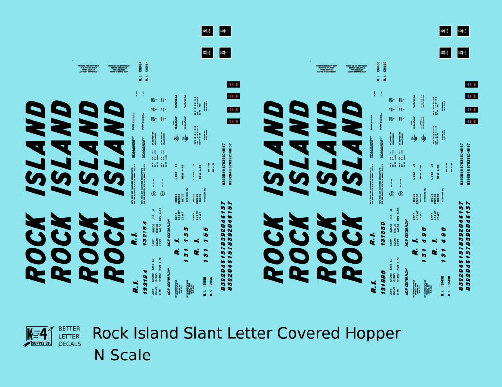 Rock Island Covered Hopper Black Slant Lettering
