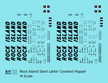 Rock Island Covered Hopper Black Slant Lettering
