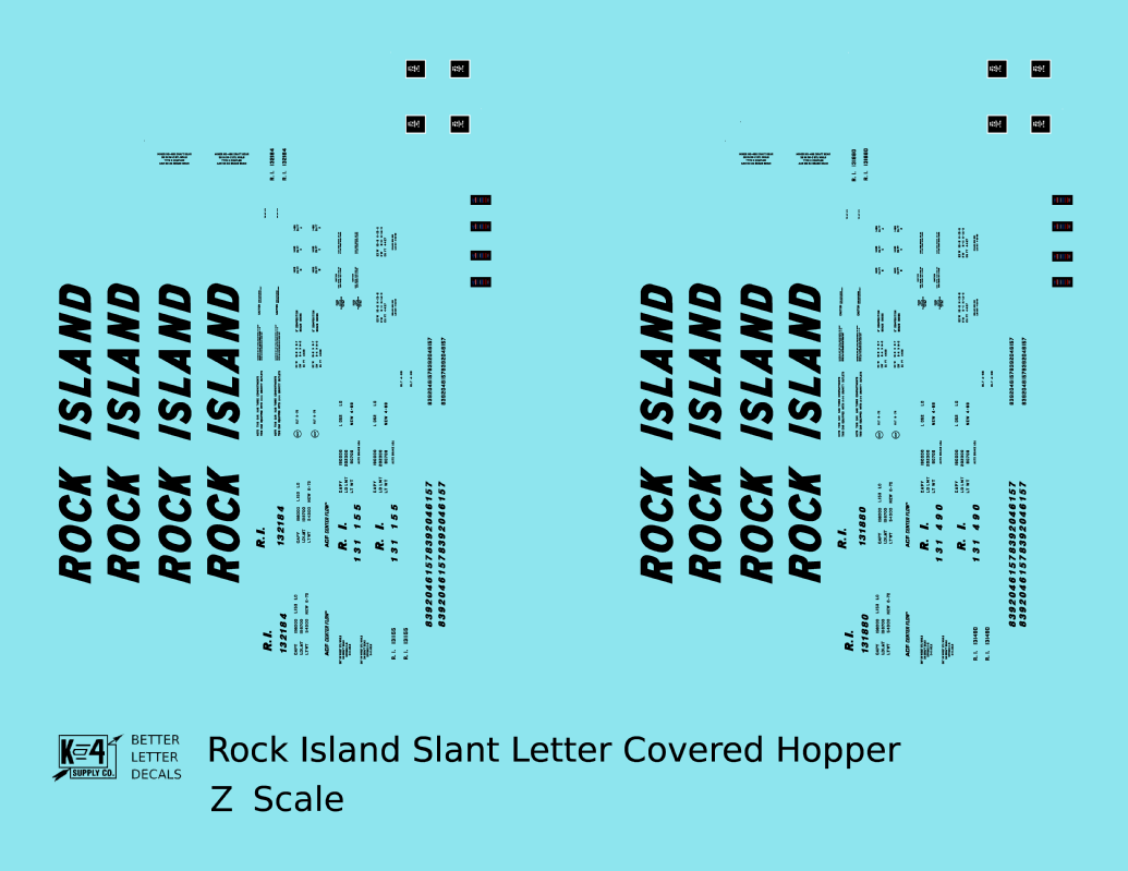 Rock Island Covered Hopper Black Slant Lettering