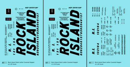 Rock Island Covered Hopper Black Slant Lettering