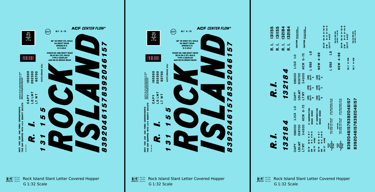 Rock Island Covered Hopper Black Slant Lettering