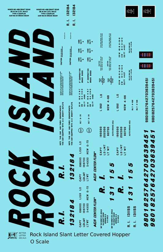 Rock Island Covered Hopper Black Slant Lettering