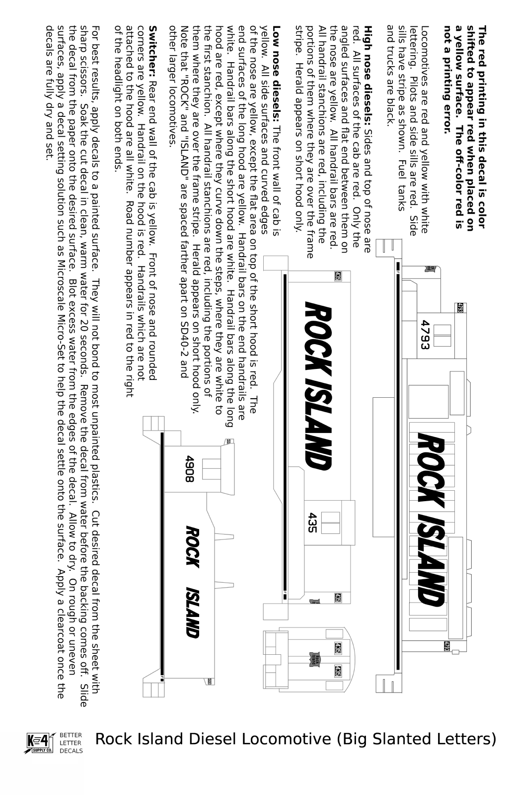 Rock Island Diesel Locomotive White Slant Lettering