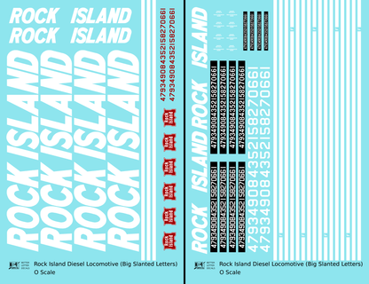 Rock Island Diesel Locomotive White Slant Lettering