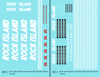 Rock Island Diesel Locomotive White Slant Lettering