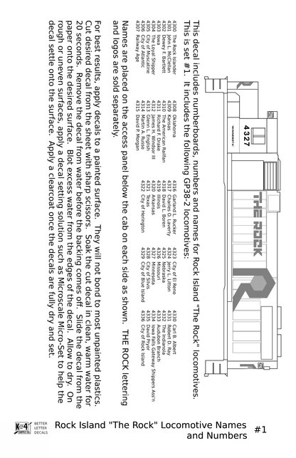 Rock Island Diesel Locomotive Names and Numbers #1 Black and White