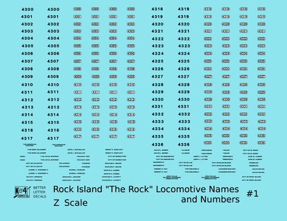 Rock Island Diesel Locomotive Names and Numbers #1 Black and White