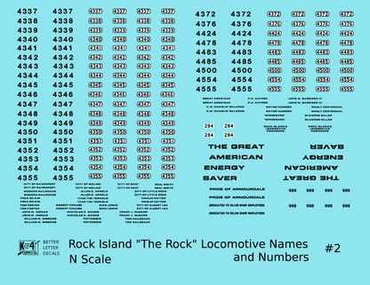 Rock Island Diesel Locomotive Names and Numbers #2 Black and White