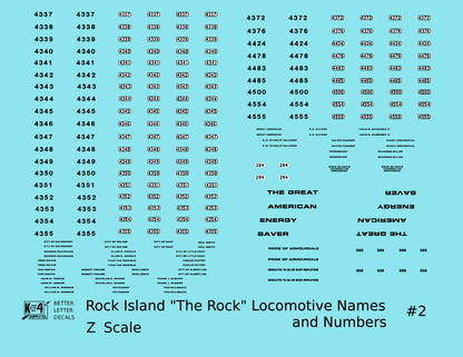 Rock Island Diesel Locomotive Names and Numbers #2 Black and White