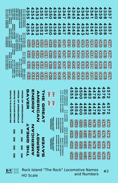 Rock Island Diesel Locomotive Names and Numbers #2 Black and White