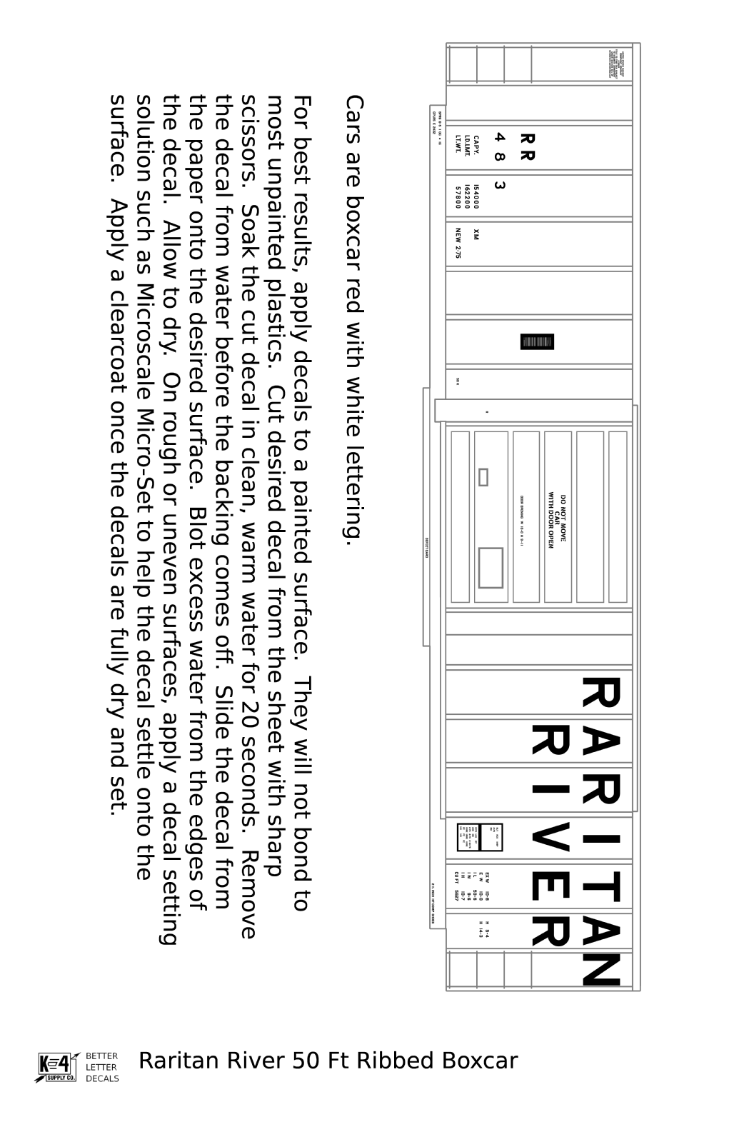 Raritan River 50 Ft Ribbed Boxcar White  - Decal