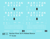 Raritan River 50 Ft Ribbed Boxcar White  - Decal - Choose Scale