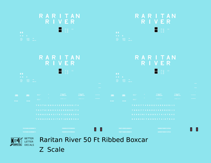 Raritan River 50 Ft Ribbed Boxcar White  - Decal - Choose Scale