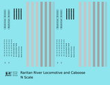 Raritan River Diesel Locomotive and Caboose  - Decal - Choose Scale
