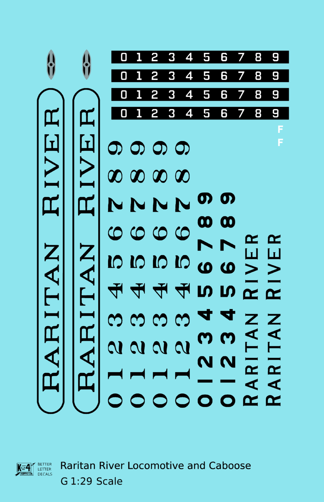 Raritan River Diesel Locomotive and Caboose  - Decal - Choose Scale