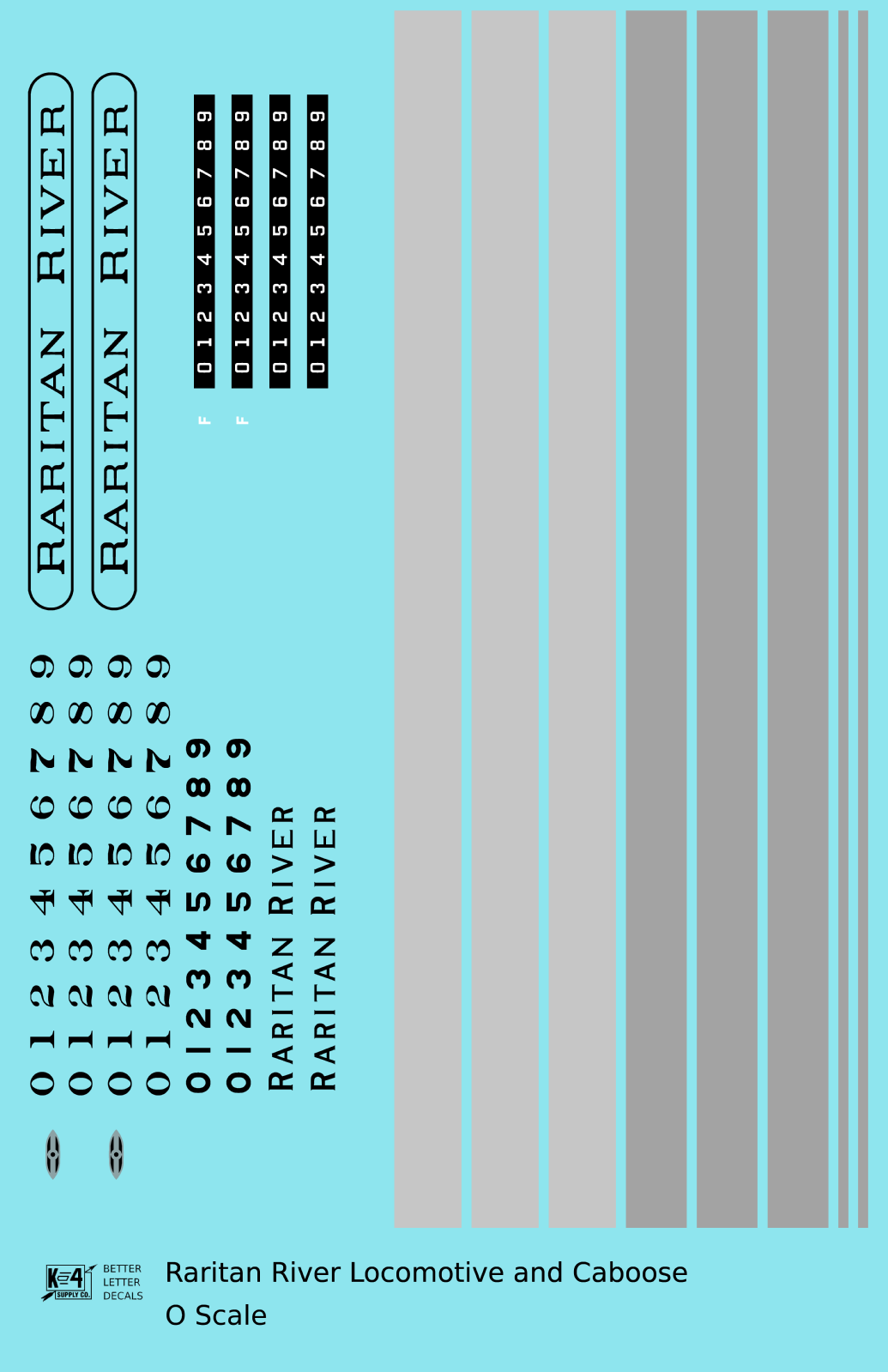 Raritan River Diesel Locomotive and Caboose Black and Gray  - Decal Sheet