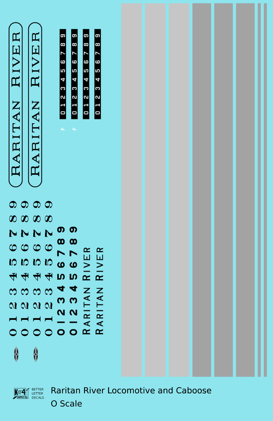 Raritan River Diesel Locomotive and Caboose Black and Gray  - Decal Sheet