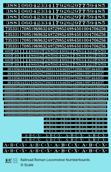 Railroad Roman Numberboards  White On Black Steam Or Diesel
