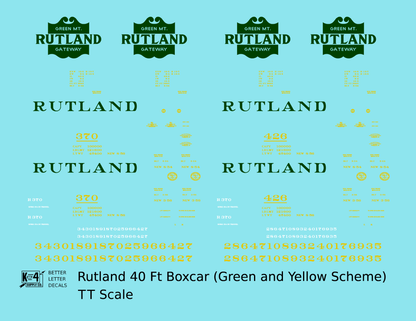 Rutland 40 Ft Boxcar Green and Yellow