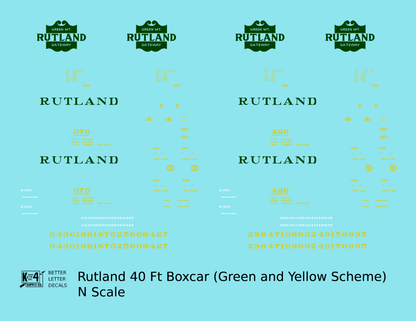 Rutland 40 Ft Boxcar Green and Yellow