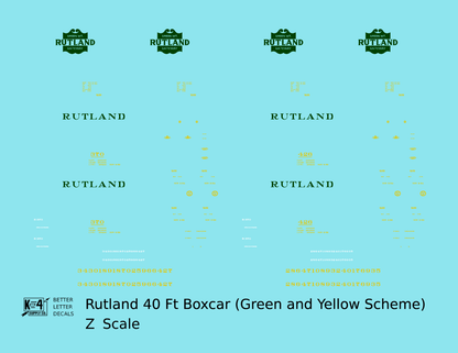 Rutland 40 Ft Boxcar Green and Yellow
