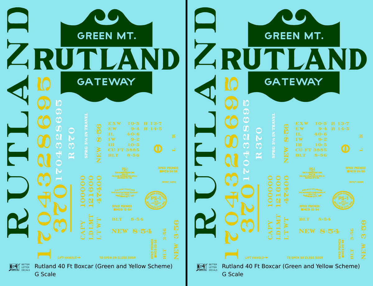 Rutland 40 Ft Boxcar Green and Yellow