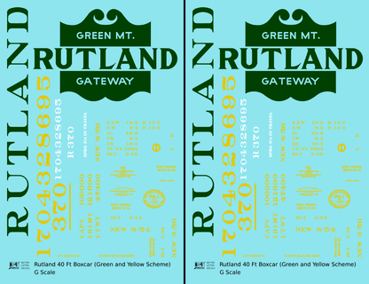 Rutland 40 Ft Boxcar Green and Yellow