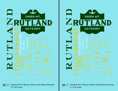 Rutland 40 Ft Boxcar Green and Yellow